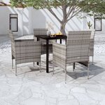 vidaXL Ensemble à manger de jardin et coussins 5Pièces Gris/noir