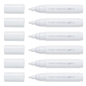 Marqueur à pigment PINTOR pointe moyenne blanc x 6 PILOT