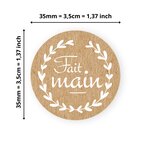 140 Etiquettes Fait main Rondes Autocollantes - Ø 35 mm - Papier Recyclé - Fait main - 4 Planches A4 de Stickers pour entrepreneurs smallbusiness DIY scrapbooking.