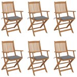 vidaXL Chaises pliables de jardin 6 Pièces avec coussins Bois d'acacia