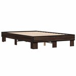 vidaXL Cadre de lit chêne marron 140x200 cm bois d'ingénierie et métal