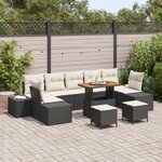Ensemble de canapés de jardin 10 pièces avec coussins en poly rattan noir