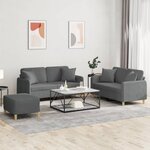vidaXL Ensemble de canapés 3 Pièces coussins gris foncé tissu