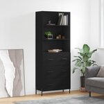 vidaXL Buffet haut Noir 69 5x34x180 cm Bois d'ingénierie