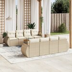 vidaXL Salon de jardin avec coussins 9 Pièces beige résine tressée