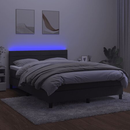 vidaXL Sommier à lattes de lit avec matelas LED Gris foncé 140x190