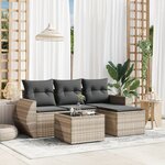 vidaXL Salon de jardin 5 Pièces avec coussins gris clair résine tressée