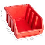 vidaXL Kit de bacs de stockage et panneaux muraux 29 Pièces rouge et noir