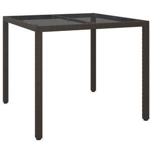 vidaXL Table de jardin pour repas Marron 90 x 90 x 75 cm Poly rotin
