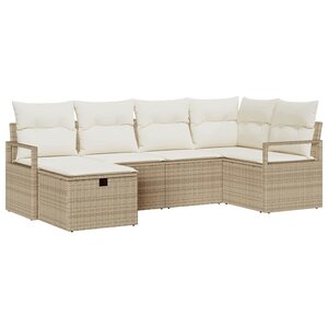 vidaXL Ensemble de canapé de jardin 6 Pièces Beige Poly rotin