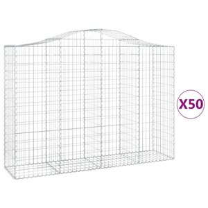 vidaXL Paniers à gabions arqués 50 Pièces 200x50x140/160 cm Fer galvanisé