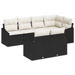 vidaXL Ensemble de canapé de jardin 7 pièces avec coussins en rotin poly noir