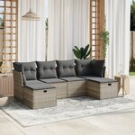 vidaXL Salon de jardin 6 Pièces avec coussins gris clair résine tressée