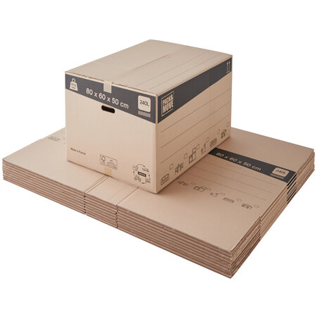 Lot de 10 cartons de déménagement xxl 240l - 80x60x50cm - made in france -  charge max 20kg - La Poste