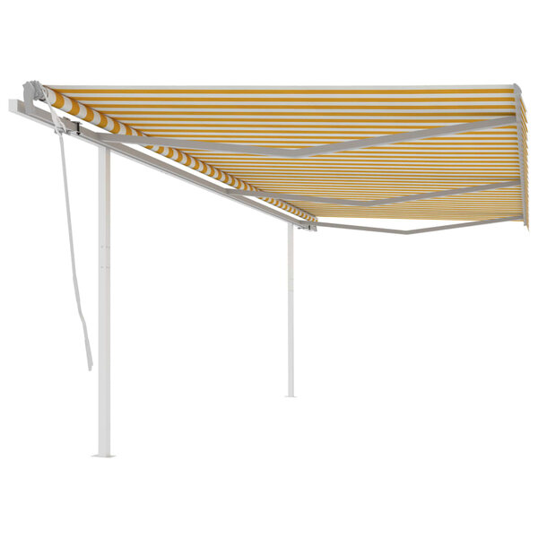 vidaXL Auvent manuel rétractable avec poteaux 6x3 5 m Jaune et blanc