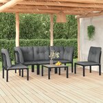 vidaXL Salon de jardin 6 Pièces noir et gris résine tressée