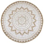 vidaXL Tapis de sol Jute tressée imprimée 240 cm Rond