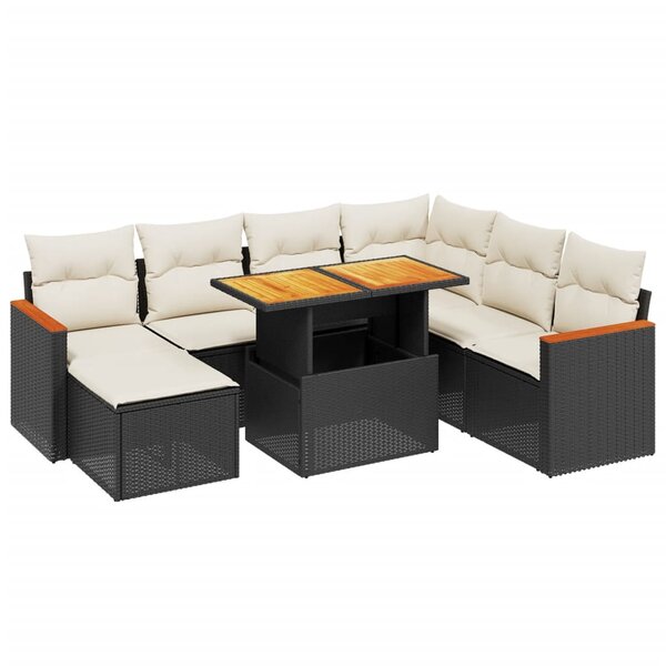 vidaXL Salon de jardin 8 Pièces avec coussins noir résine tressée