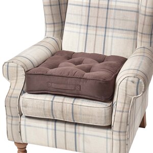Coussin d'assise rehausseur en suédine Chocolat 50 x 50 x 10 cm - HOMESCAPES
