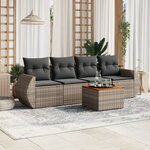 vidaXL Salon de jardin 5 Pièces avec coussins gris résine tressée