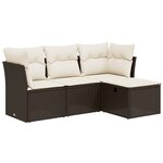 vidaXL Salon de jardin 4 Pièces avec coussins marron résine tressée