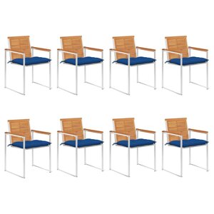vidaXL Chaises de jardin lot de 8 avec coussins bois d'acacia massif