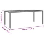vidaXL Table de jardin plateau en bois Noir Résine tressée bois massif