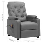 vidaXL Fauteuil de massage Gris Similicuir