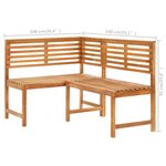 vidaXL Banc d'angle de jardin 140 cm Bois solide d'acacia