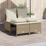 vidaXL Salon de jardin avec coussins 4 Pièces beige résine tressée