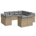 vidaXL Salon de jardin 11 Pièces avec coussins beige résine tressée