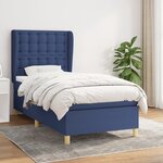 vidaXL Sommier à lattes de lit avec matelas Bleu 100x200 cm Tissu