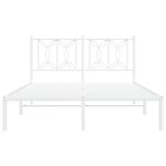 vidaXL Cadre de lit métal avec tête de lit blanc 135x190 cm