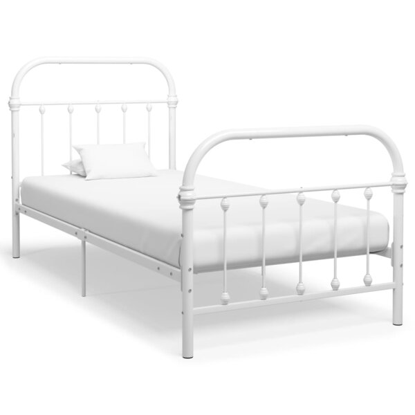 vidaXL Cadre de lit Blanc Métal 90 x 200 cm