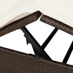 Chaise longue double vidaXL avec toit et rideaux en rotin poly marron