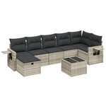 vidaXL Salon de jardin 8 Pièces avec coussins gris clair résine tressée