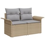 vidaXL Ensemble de Canapés de Jardin 7 pièces avec Coussins Beige Poly Rattan