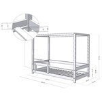 Lit cabane enfant BUNKY 90 x 200 gris clair