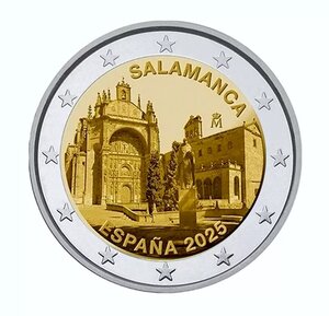 2 euros commémoratif Espagne 2025 - Vieille ville de Salamanca.