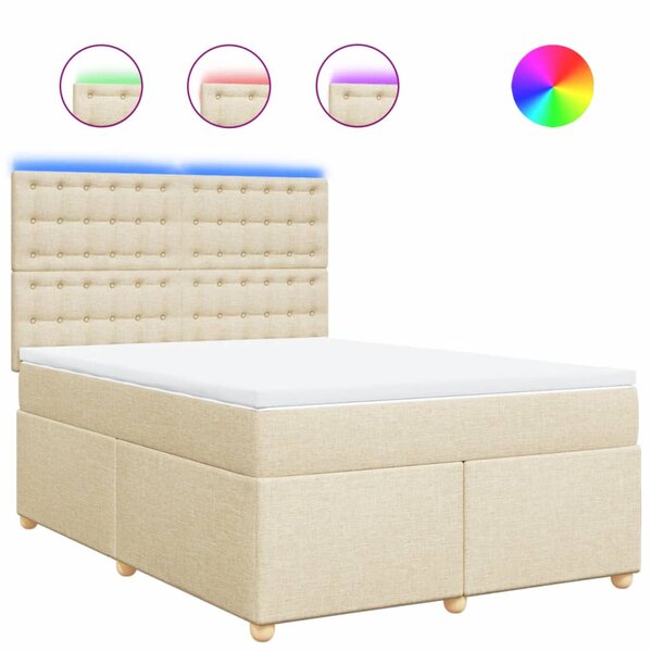 vidaXL Sommier à lattes de lit avec matelas Crème 140x190 cm Tissu