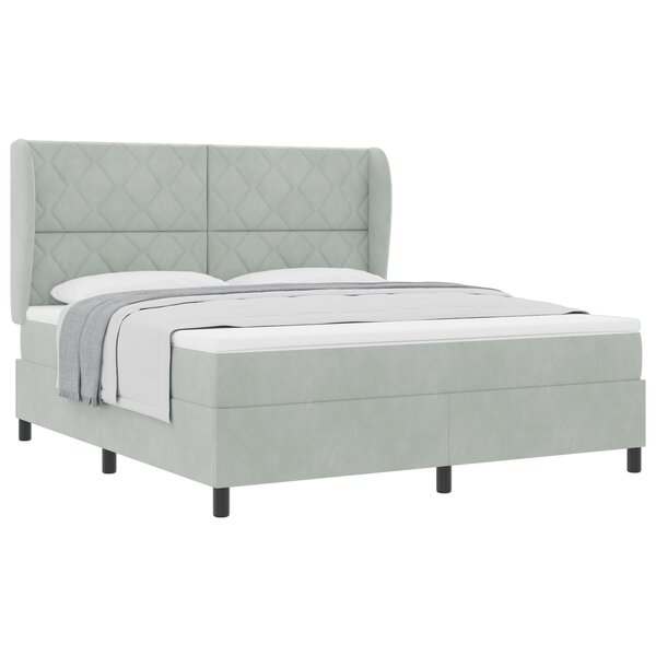 Lit Box Spring vidaXL avec Matelas Gris Clair 180x200 cm Velours