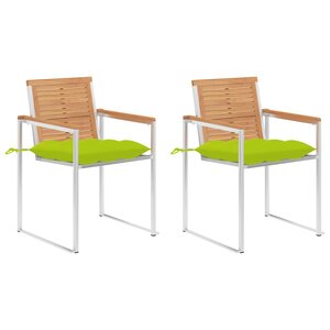 vidaXL Chaises de jardin avec coussins lot de 2 Teck solide et acier