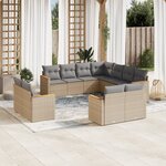 vidaXL Salon de jardin et coussins 11 Pièces mélange beige résine tressée