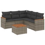 vidaXL Salon de jardin 6 Pièces avec coussins gris résine tressée