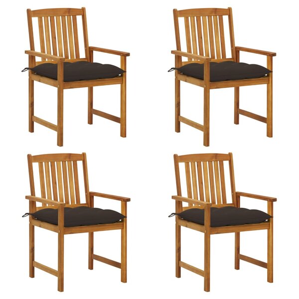 vidaXL Chaises de jardin avec coussins 4 Pièces Bois d'acacia massif