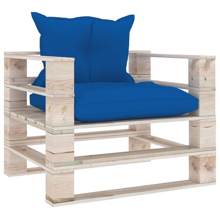 vidaXL Canapé palette de jardin avec coussins bleu royal Bois de pin