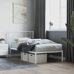 vidaXL Cadre de lit métal sans matelas avec tête de lit blanc 75x190cm