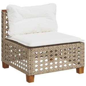 vidaXL Canapé de jardin sans accoudoirs coussins beige résine tressée