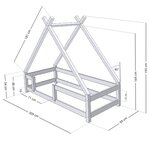 Lit cabane enfant TAHUKA 90 x 200 gris clair