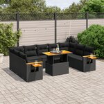 vidaXL Salon de jardin 11 Pièces avec coussins noir résine tressée